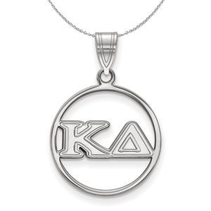Sterling Silver Kappa Delta Medium Circle Greek Necklace - 20 Inch